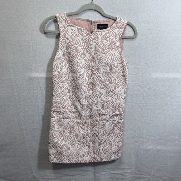 Victoria Beckham x Target Blush Paisley Jacquard Sleeveless Shift Mini Dress XS - Picture 1 of 15